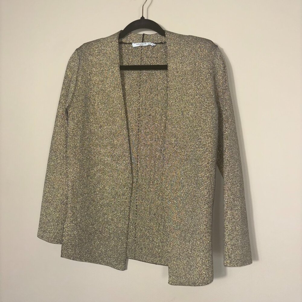M.M. LaFleur Metallic Open-Front Blazer Jacket - Size L